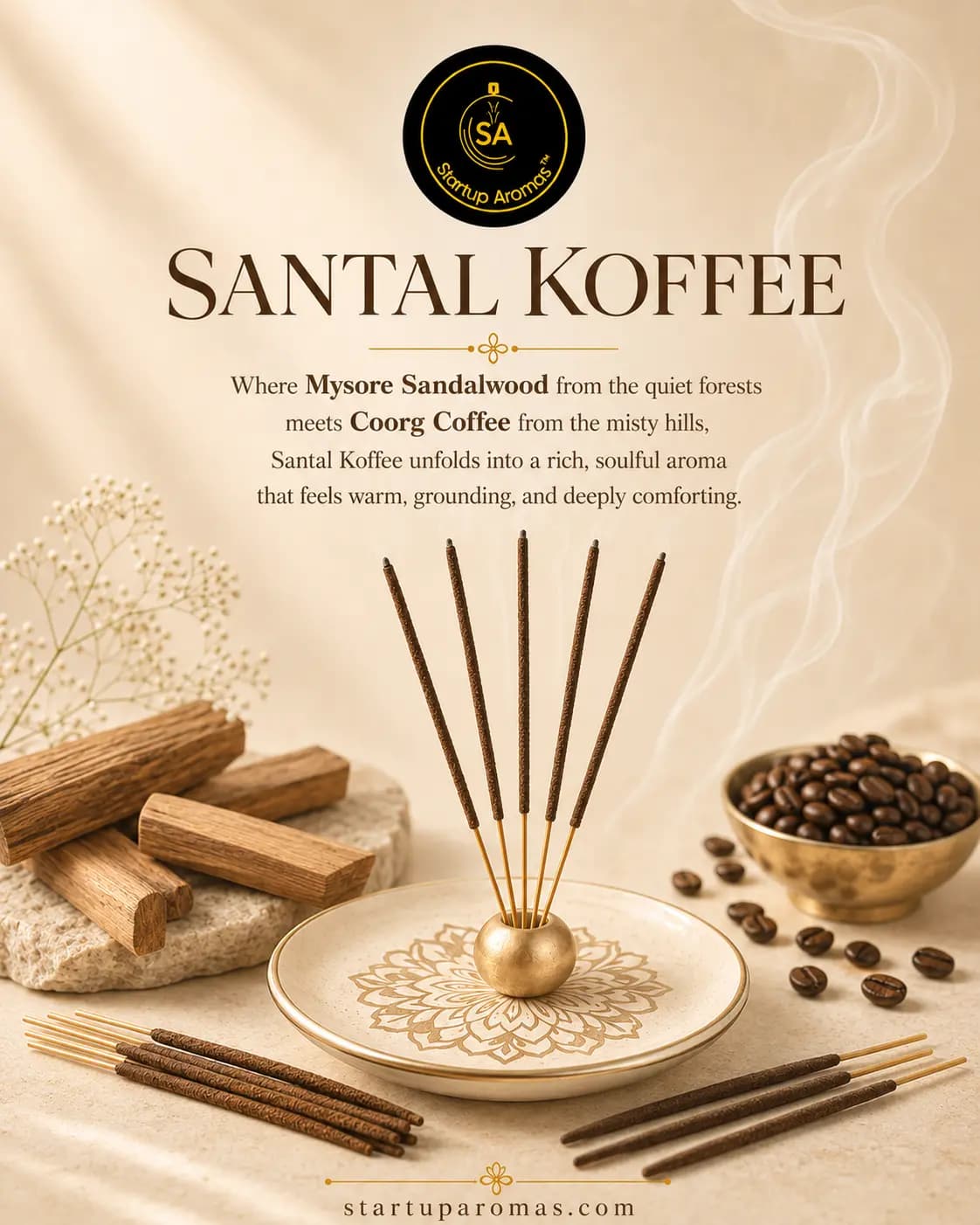 Santal Koffee Agarbatti 20 Sticks / Pkt image